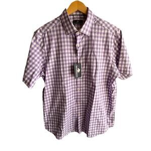 NWT Mens Hart Schaffner Marx Large Purple White Check Dress Casual shirt Cotton